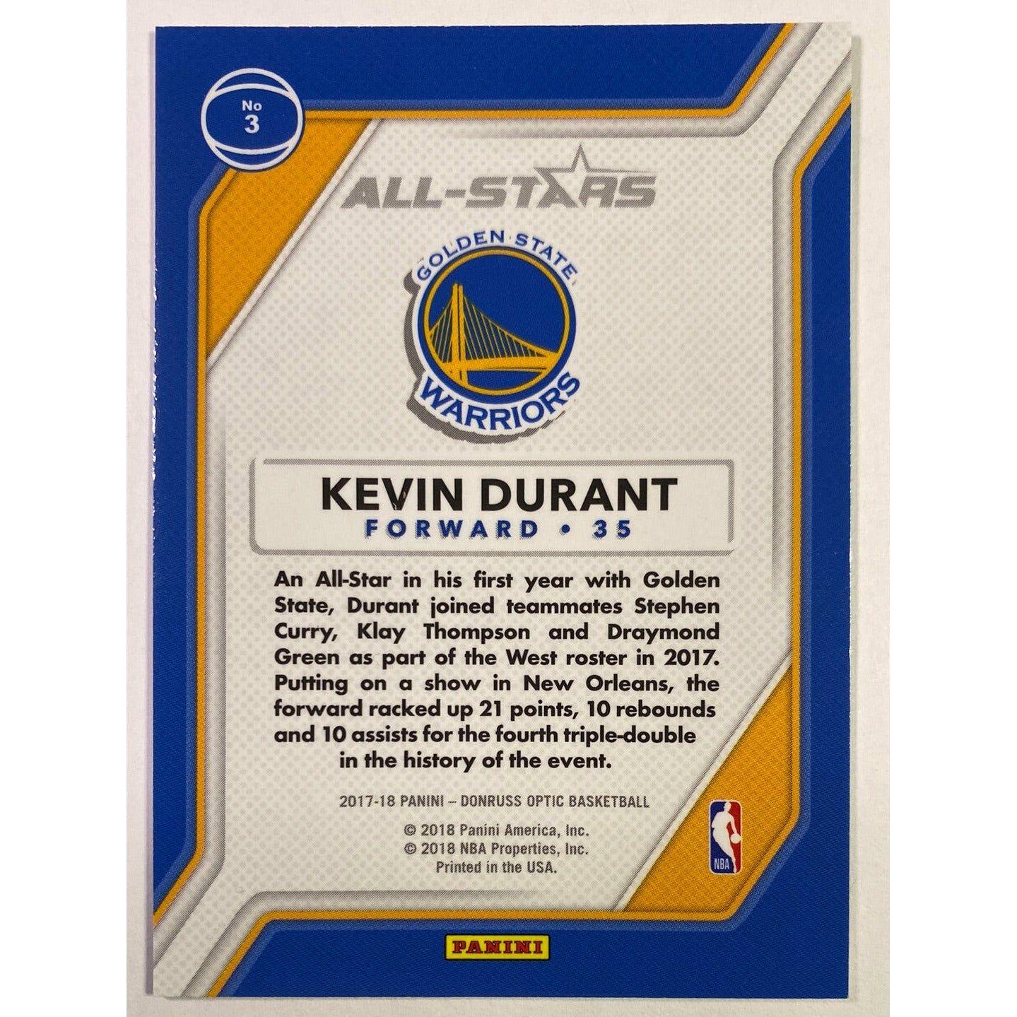  2017-18 Donruss Optic Kevin Durant All Stars  Local Legends Cards & Collectibles