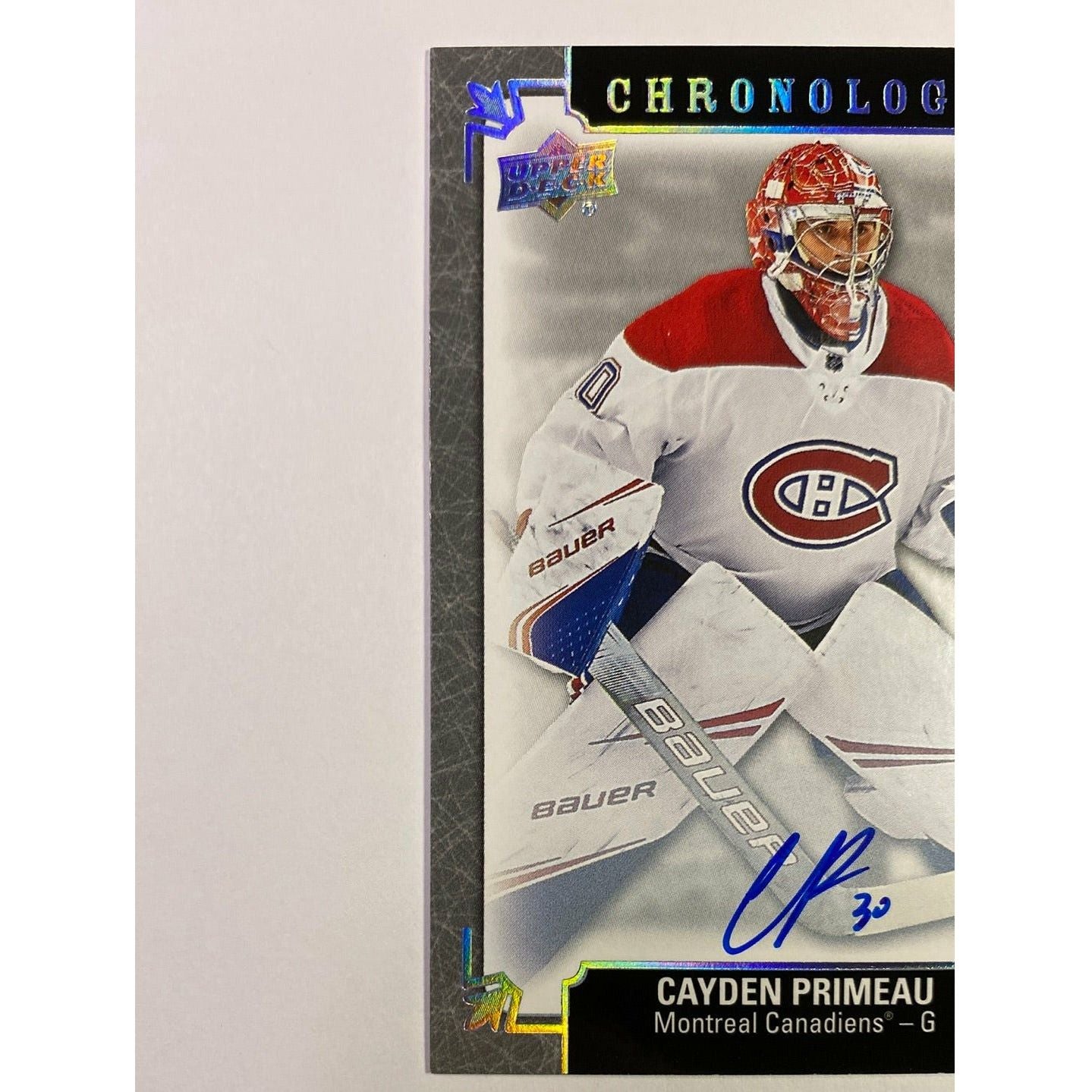 2019-20 Chronology Cayden Primeau Rookie Auto