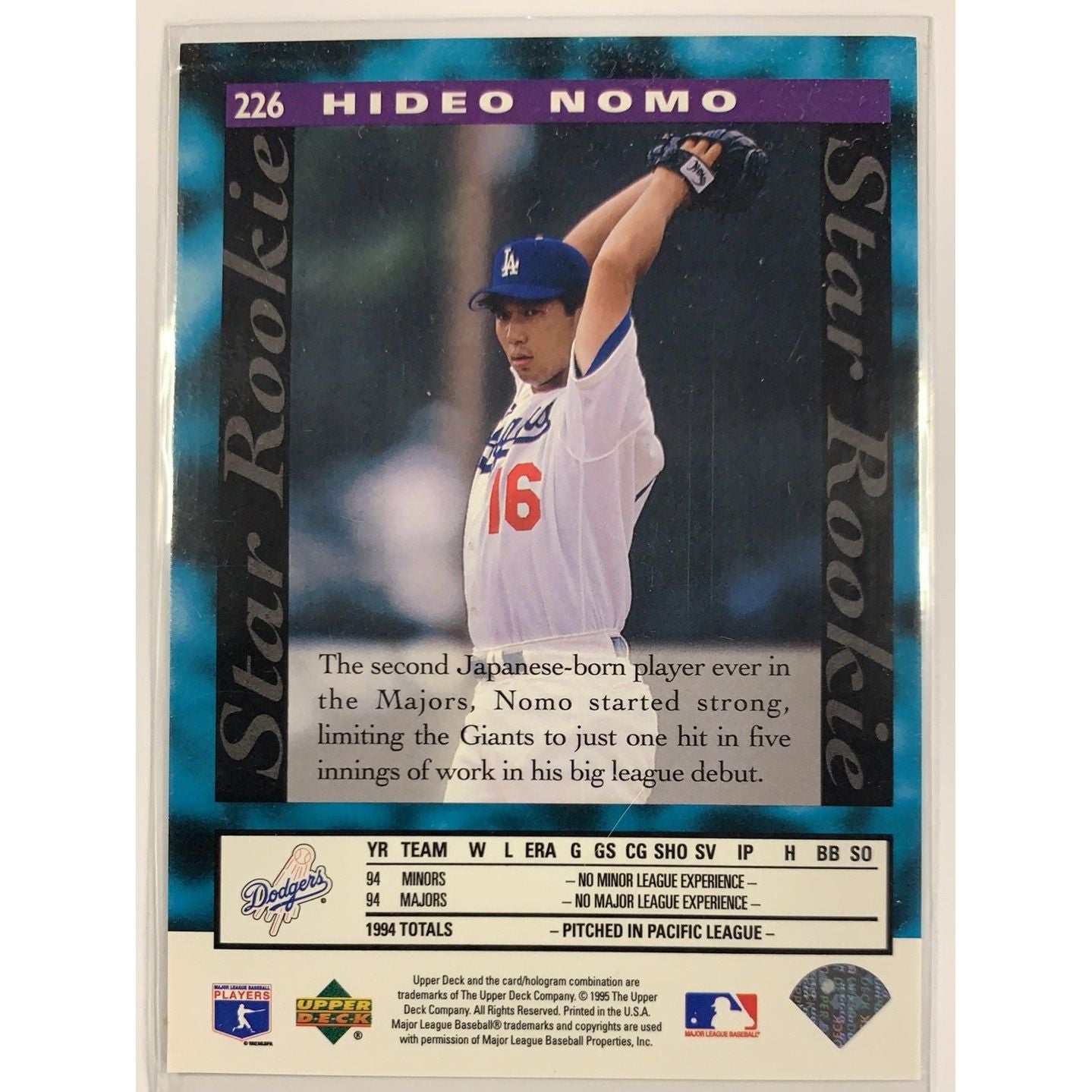  1995 Upper Deck Hideo Nomo Star Rookie  Local Legends Cards & Collectibles