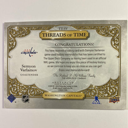 2020-21 Artifacts Semyon Varlamov Threads of Time