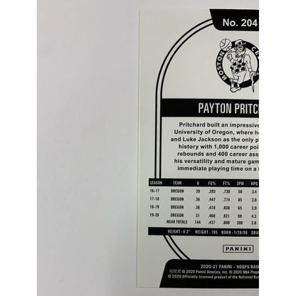 2020-21 Hoops Payton Pritchard Rookie Card