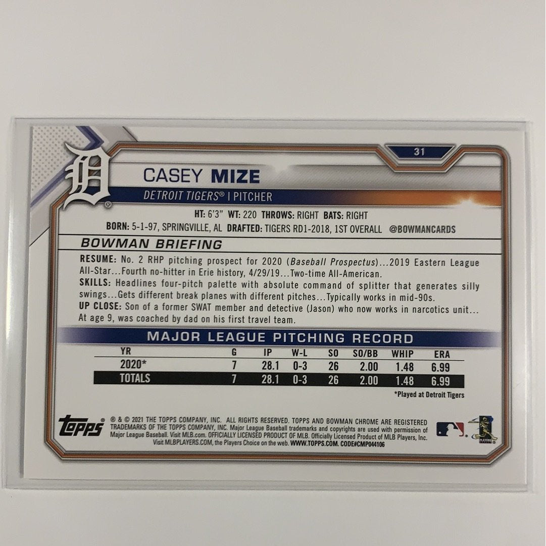  2021 Bowman Casey Mize RC #31  Local Legends Cards & Collectibles
