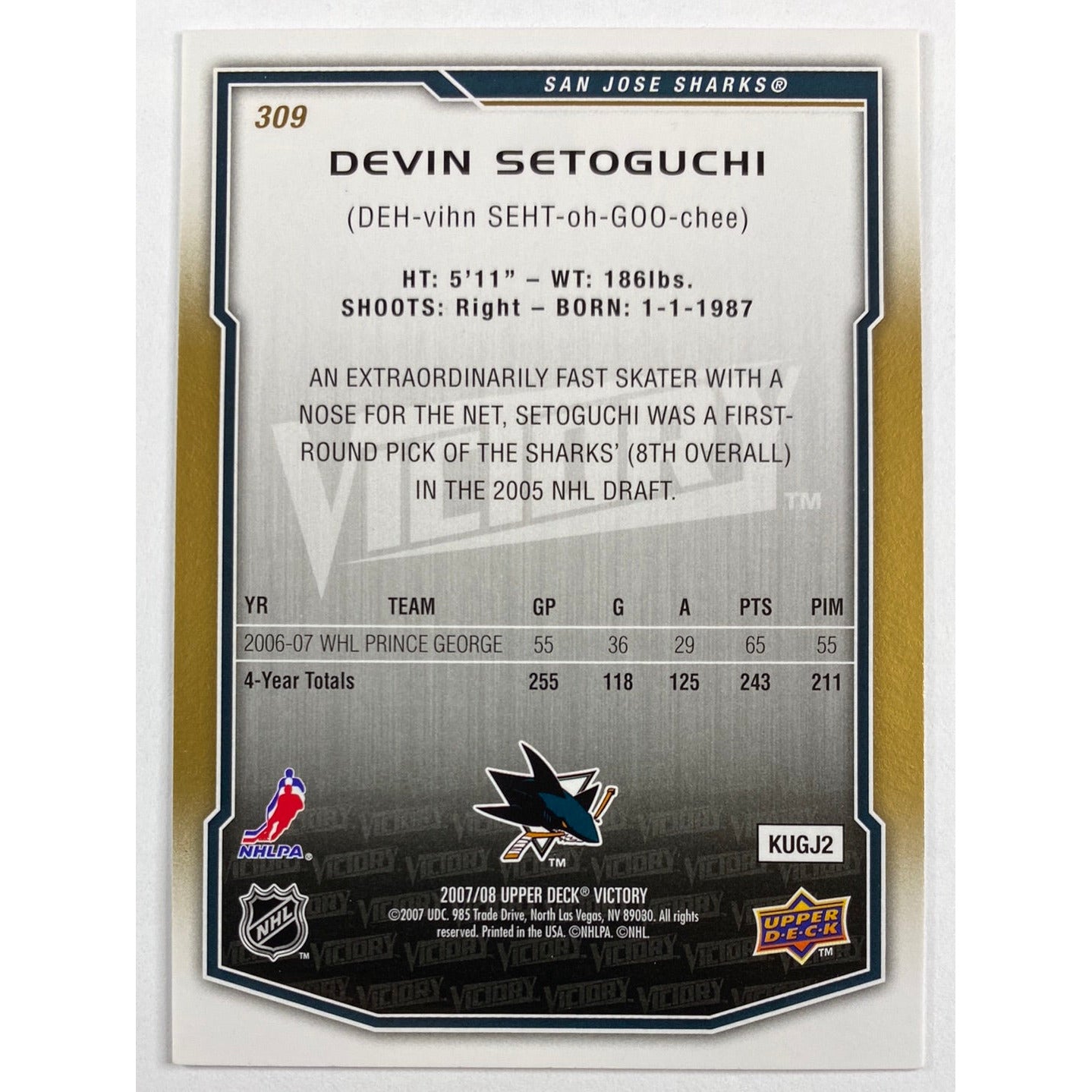 2007-08 Victory Devin Setoguchi RC