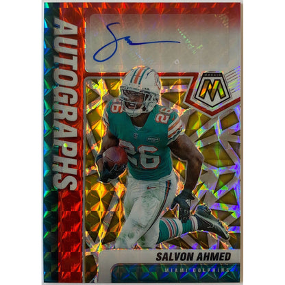 2021 Mosaic Salvon Ahmed Choice Fusion Red & Yellow Prizm Auto