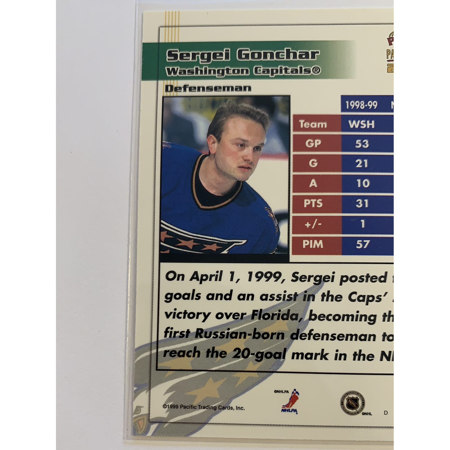  2000 Paramount Sergei Gonchar Holo Silver /99  Local Legends Cards & Collectibles