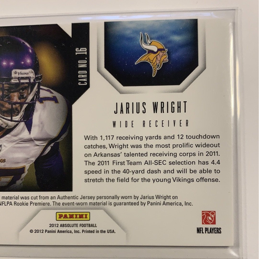  2012 Absolute Jarius Wright Star Gazing Jersey Patch  Local Legends Cards & Collectibles