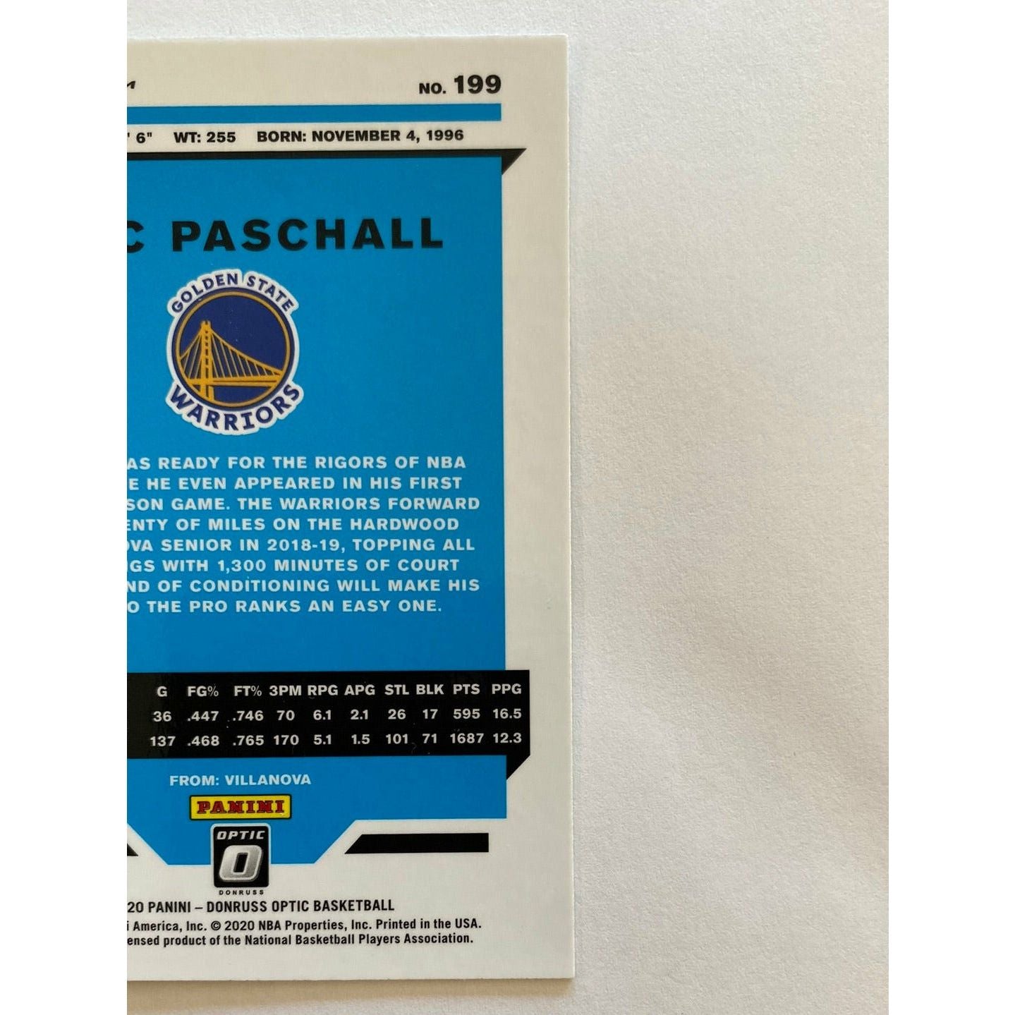 2019-20 Donruss Optic Eric Paschall Silver Holo Rated Rookie
