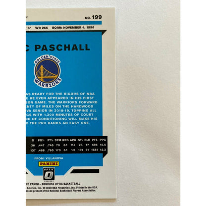 2019-20 Donruss Optic Eric Paschall Silver Holo Rated Rookie
