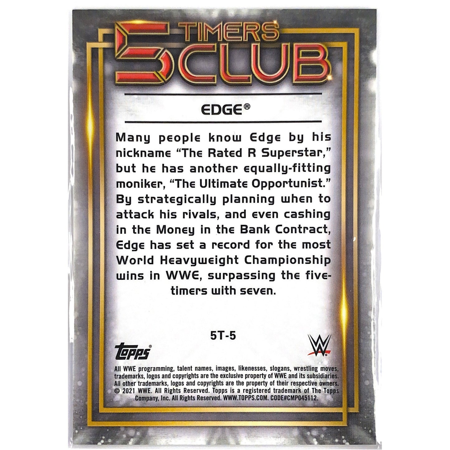 2021 Topps Chrome Edge 5 Timers Club Refractor