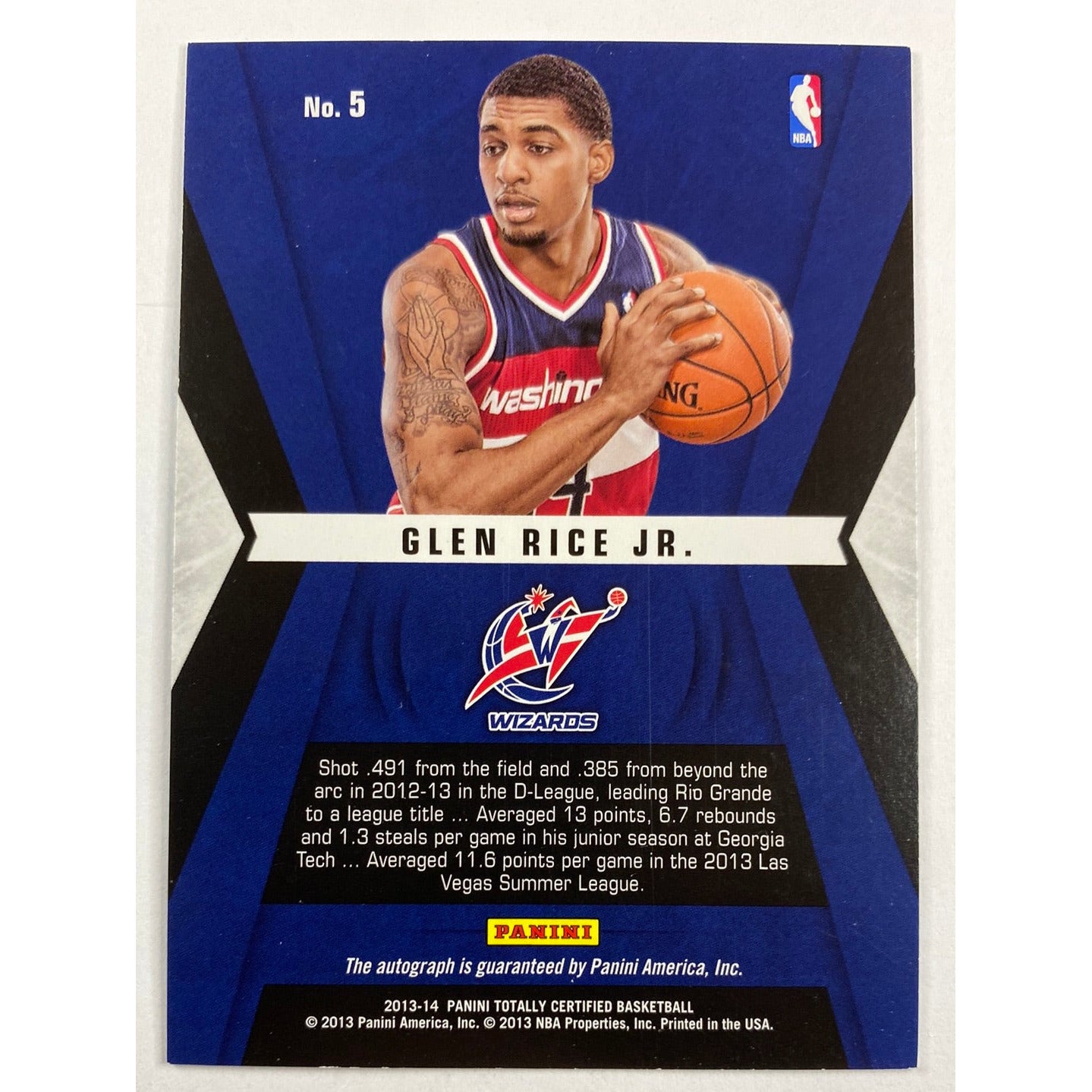 2013-14 Totally Certified Glen Rice Jr Rookie Roll Call Auto
