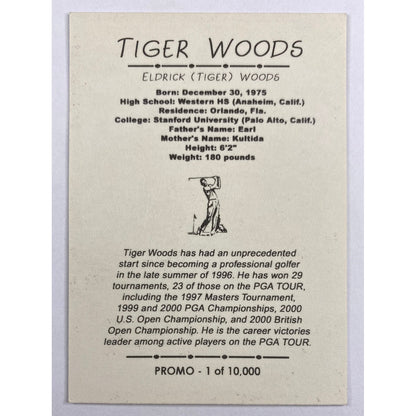 2001 Tiger Woods Golf Superstar Promo /10000
