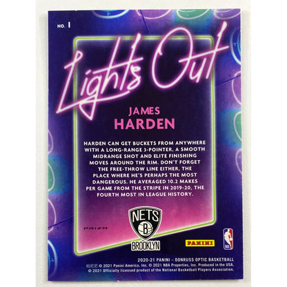 2020-21 Donruss Optic James Harden Lights Out Holo Prizm