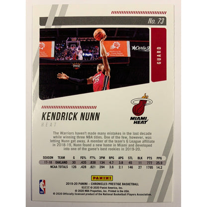2019-20 Chronicles Prestige Kendrick Nunn Pink Parallel RC