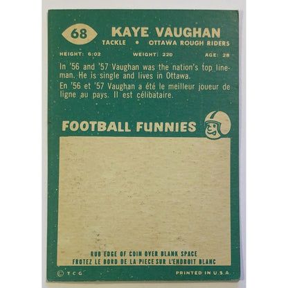 1960 Topps CFL Kaye Vaughan #68