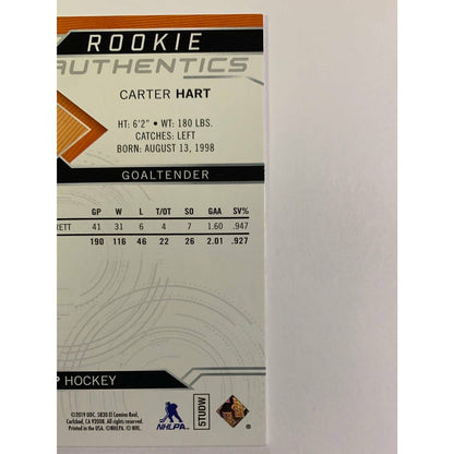 2018-19 SP Carter Hart Rookie Authentics Blue Parallel