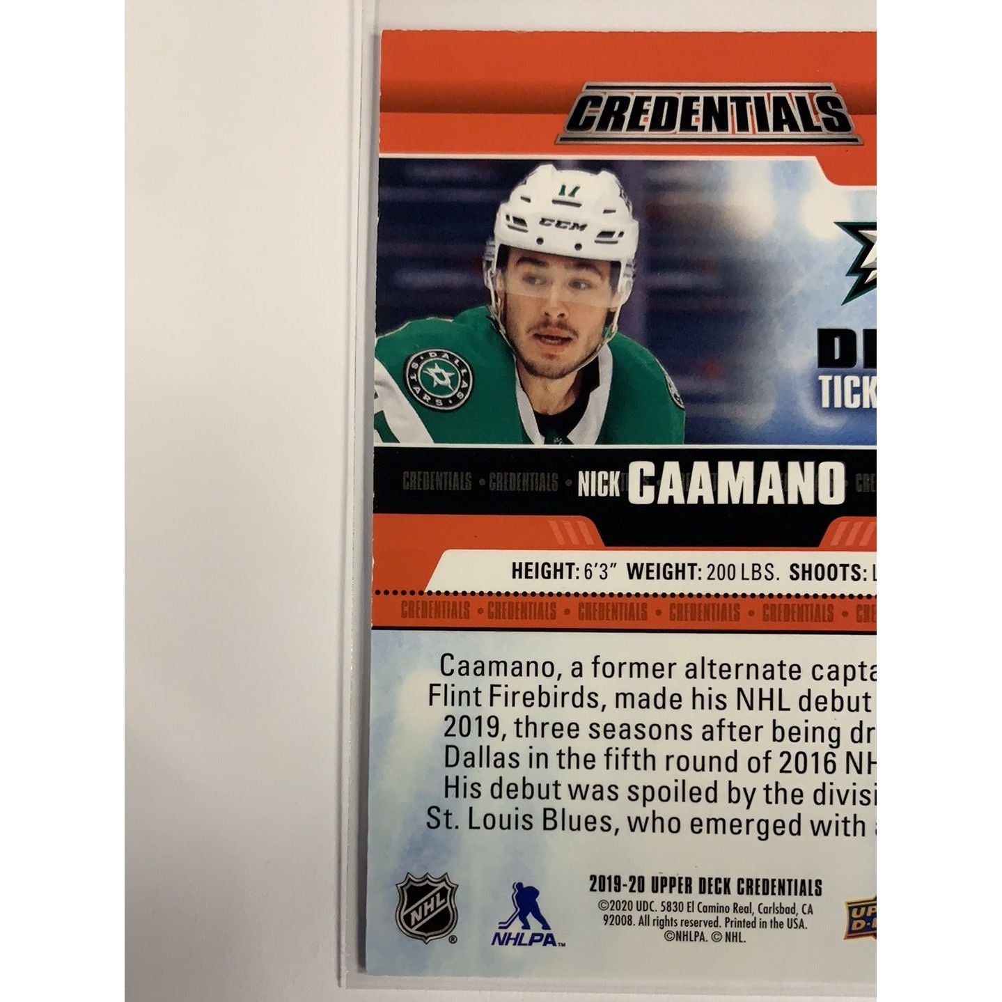 2019-20 Credentials Nick Caamano Debut Ticket Access /99  Local Legends Cards & Collectibles