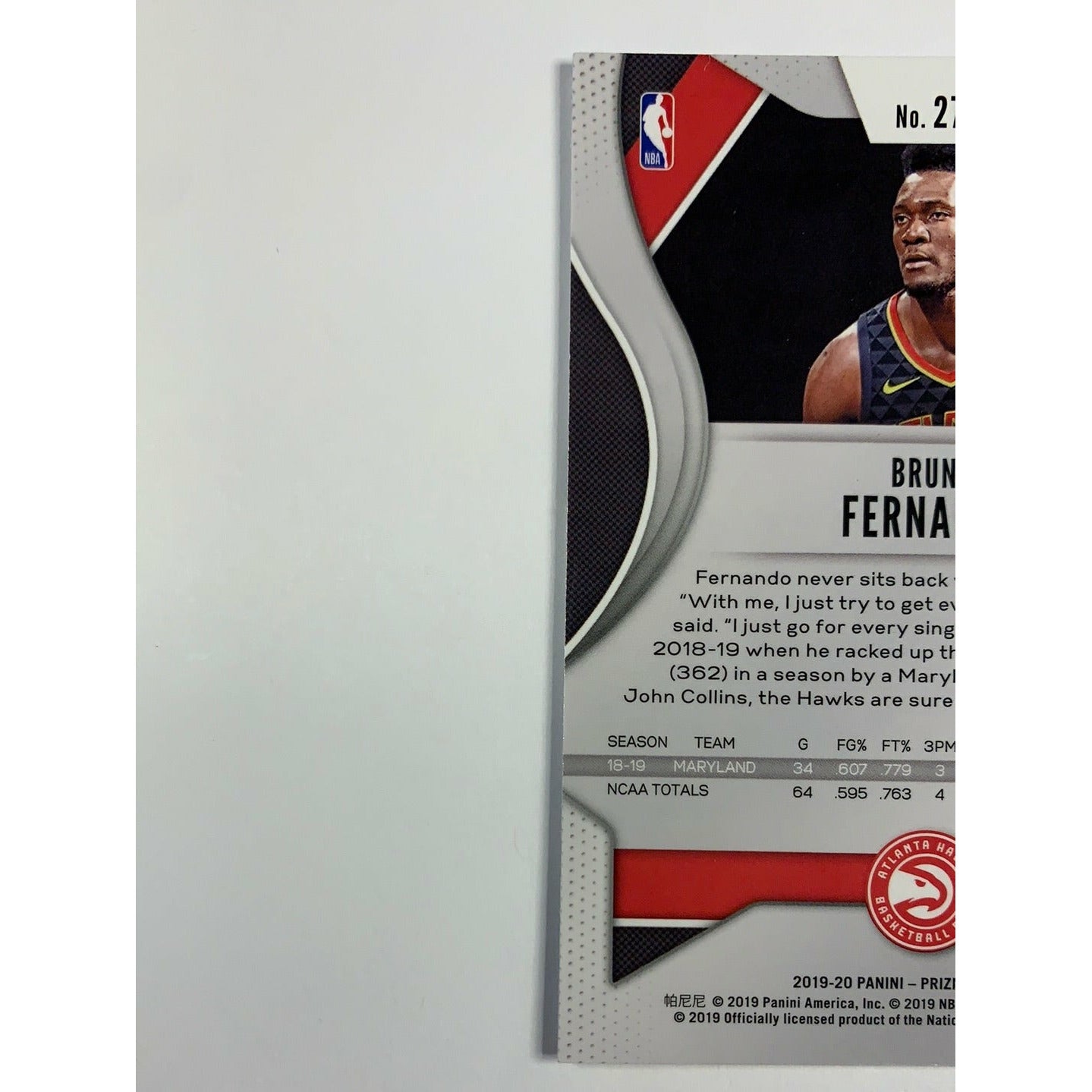 2019-20 Panini Prizm Draft Picks Bruno Fernando Rookie Card