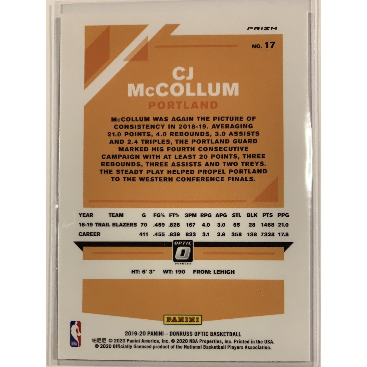  2019-20 Donruss Optic Cj McCollum Silver Holo Refractor  Local Legends Cards & Collectibles