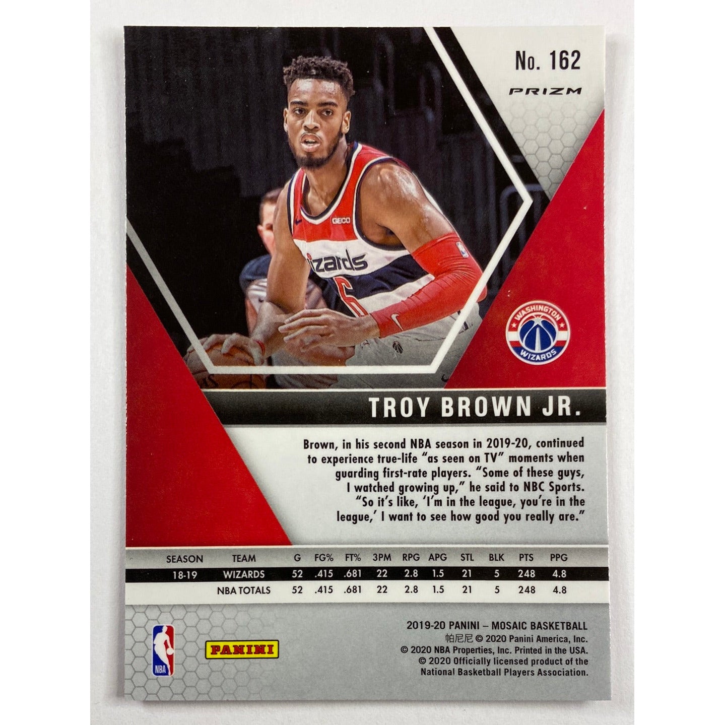 2019-20 Mosaic Troy Brown Jr Pink Camo Prizm