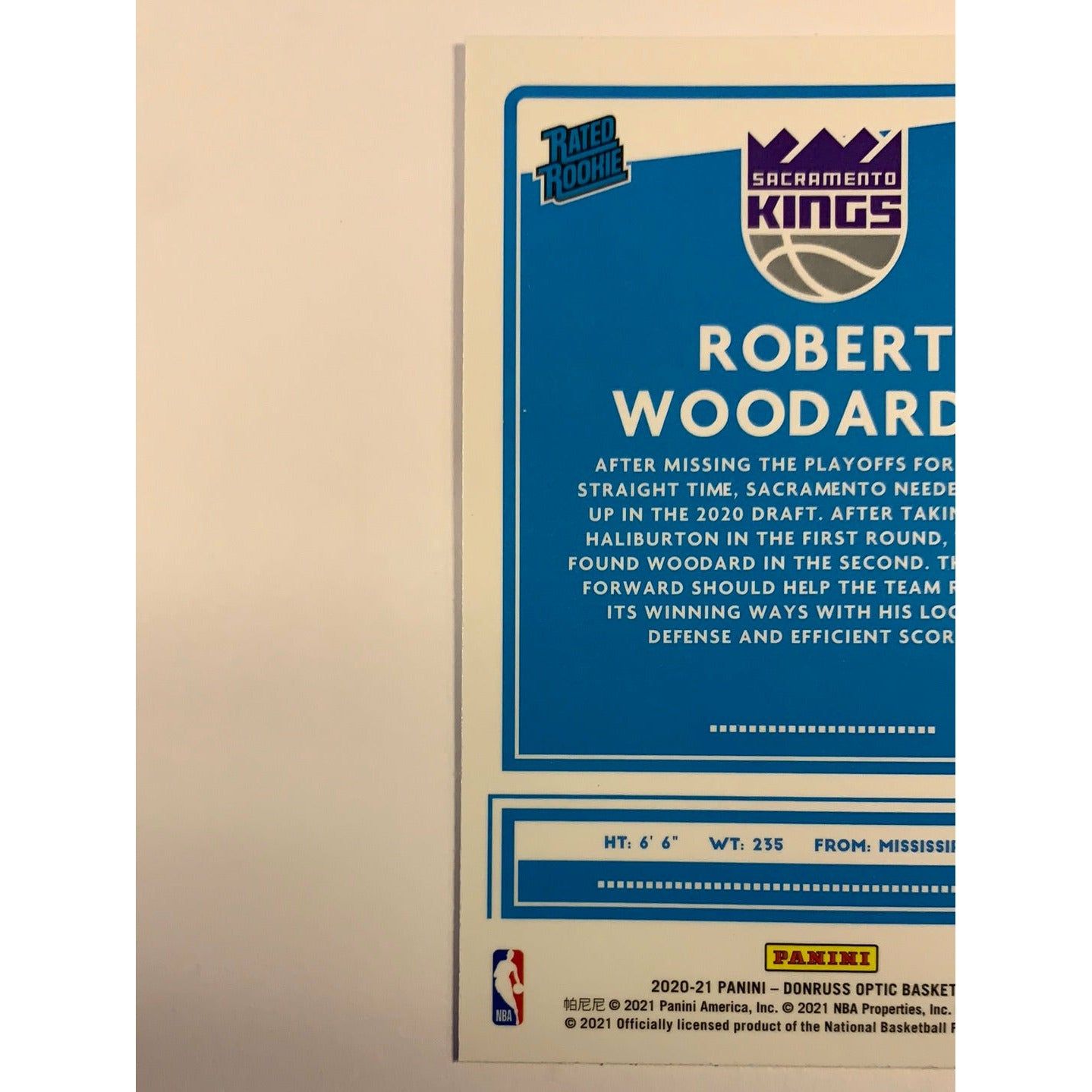 2020-21 Donruss Optic Robert Woodard Rated Rookie