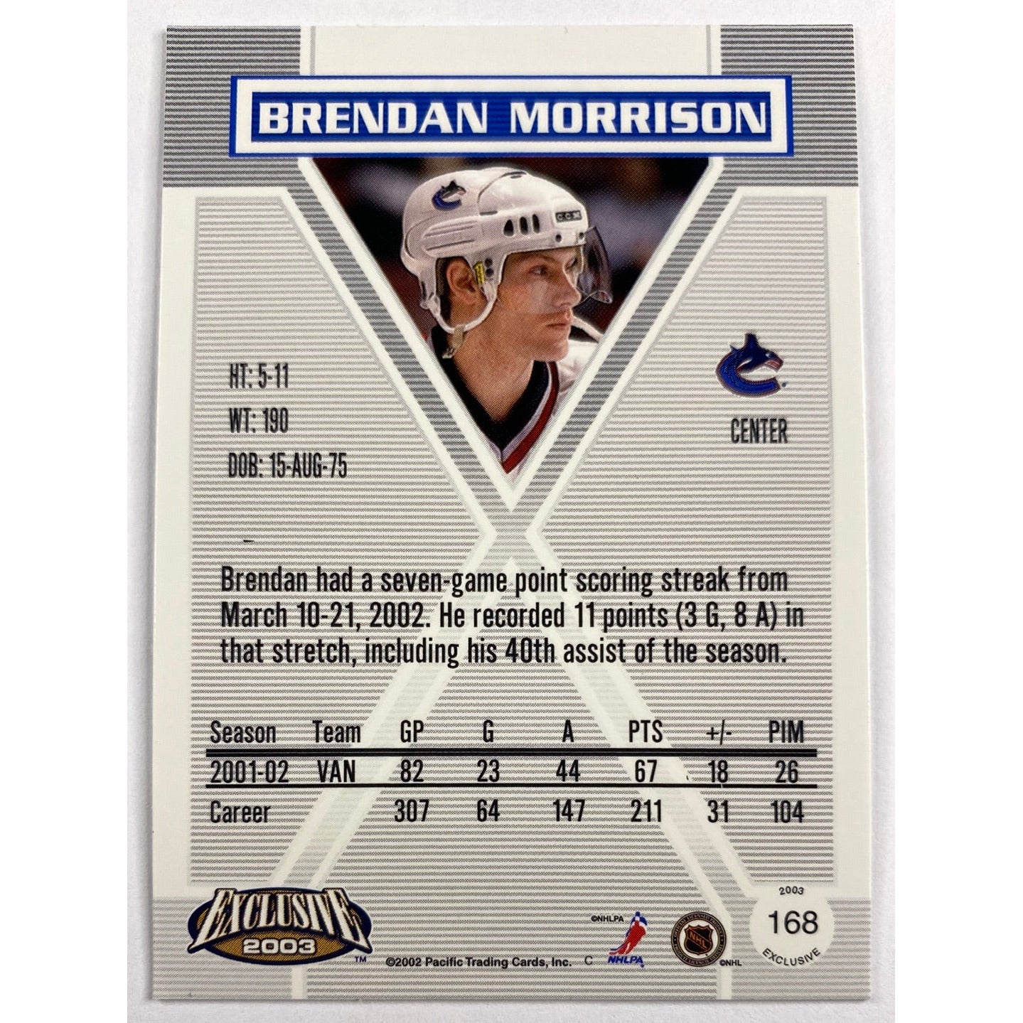 2002-03 Exclusive Brendan Morrison