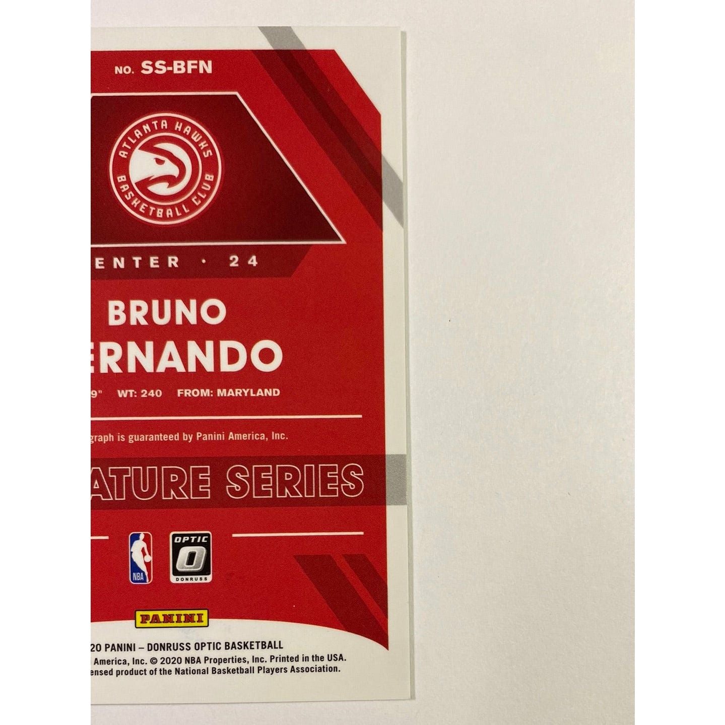 2019-20 Donruss Optic Bruno Fernando Signature Series Silver Holo Prizm RC