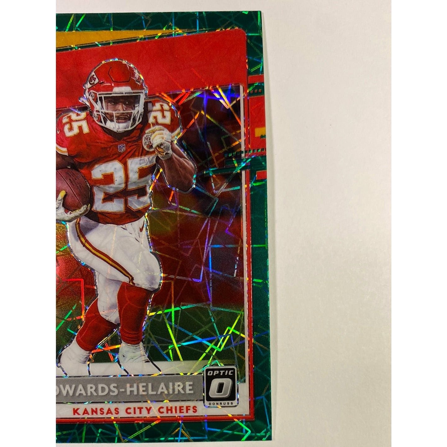 2020 Donruss Optic Clyde Edwards-Helaire Rated Rookie Green Velocity Prizm