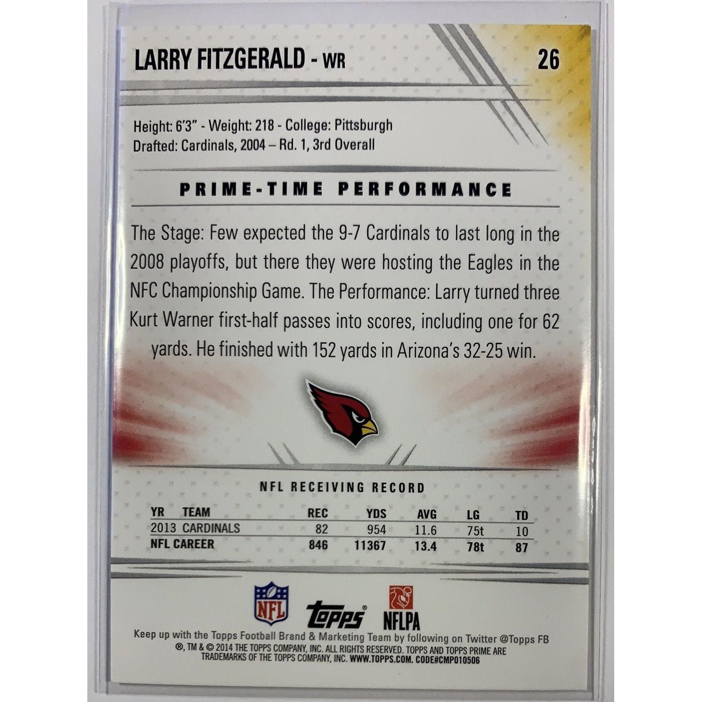  2014 Topps Larry Fitzgerald Base #26  Local Legends Cards & Collectibles