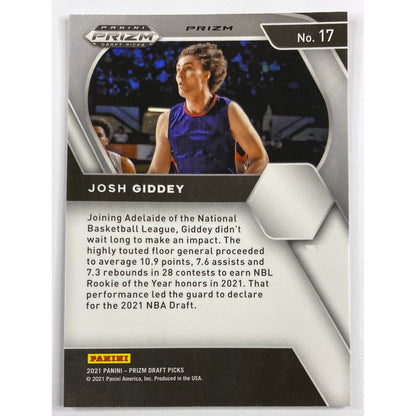 2021 Panini Prizm Draft Picks Josh Giddey Red Cracked Ice Prizm RC