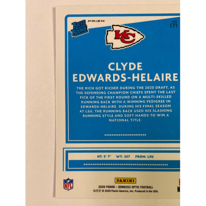 2020 Donruss Optic Clyde Edwards-Helaire Rated Rookie Silver Holo Prizm