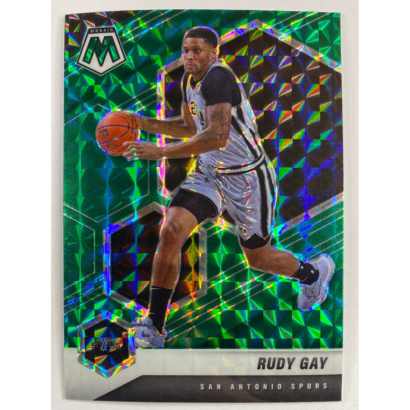 2020-21 Mosaic Rudy Gay Green Mosaic Prizm